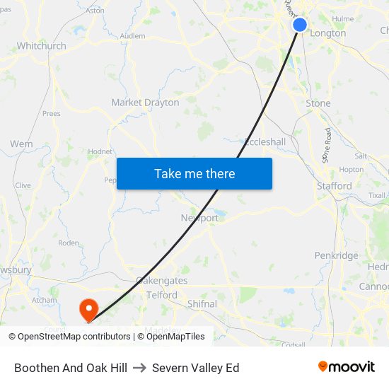 Boothen And Oak Hill to Severn Valley Ed map