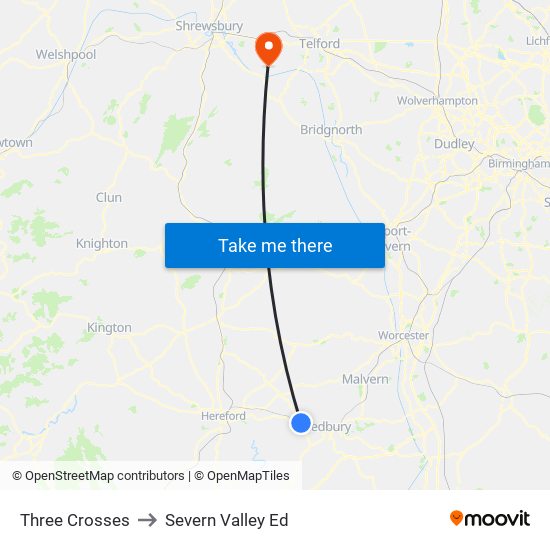 Three Crosses to Severn Valley Ed map