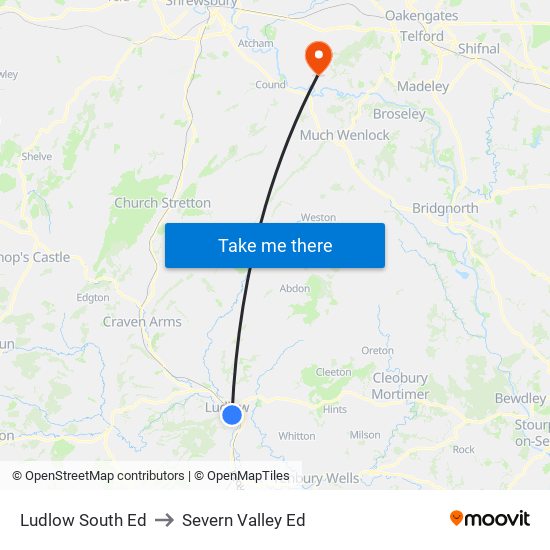 Ludlow South Ed to Severn Valley Ed map