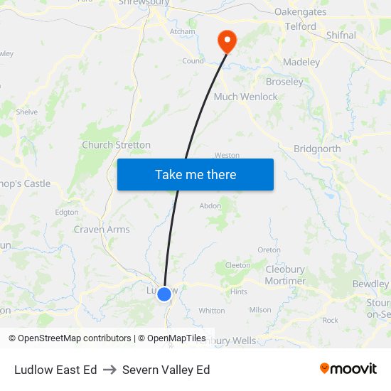 Ludlow East Ed to Severn Valley Ed map