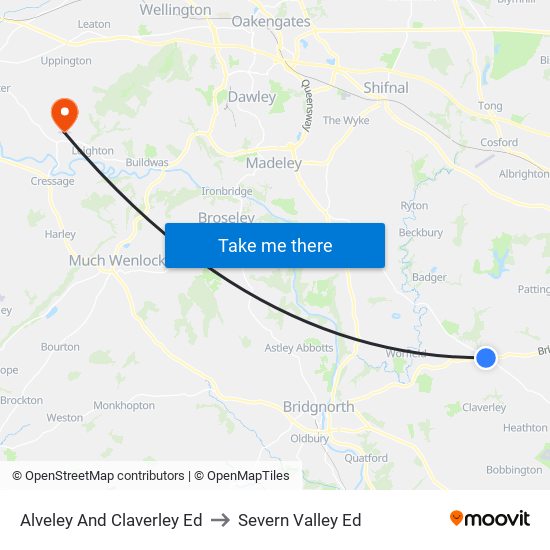 Alveley And Claverley Ed to Severn Valley Ed map