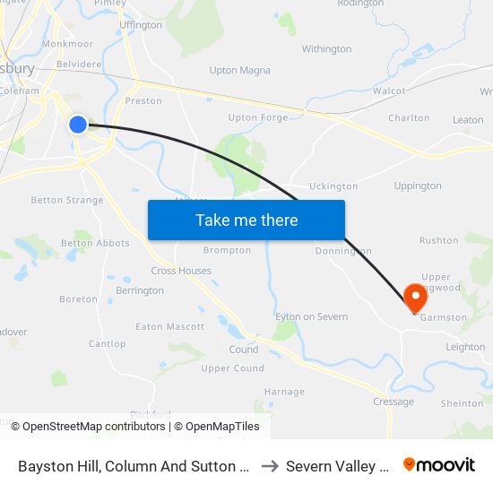 Bayston Hill, Column And Sutton Ed to Severn Valley Ed map