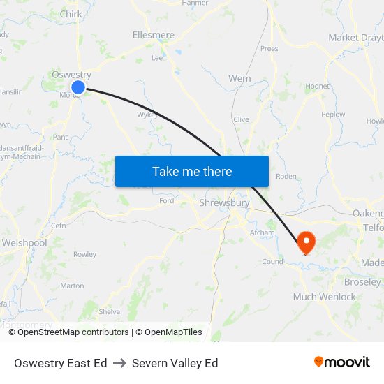 Oswestry East Ed to Severn Valley Ed map