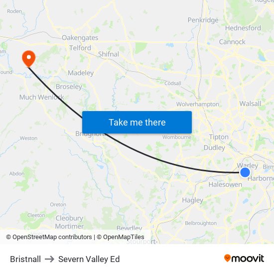 Bristnall to Severn Valley Ed map