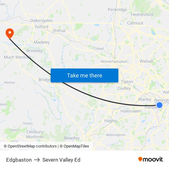 Edgbaston to Severn Valley Ed map