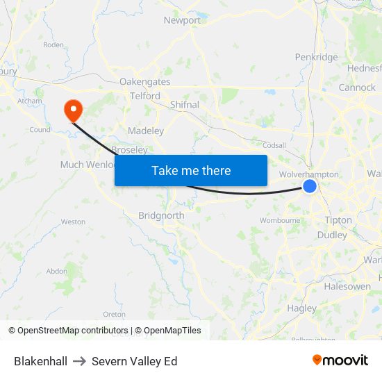 Blakenhall to Severn Valley Ed map