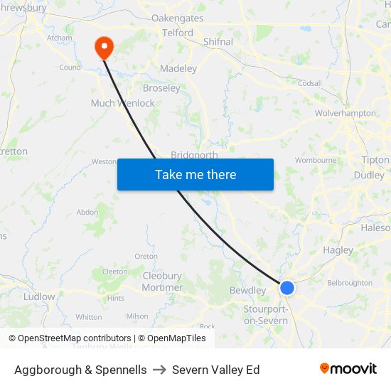 Aggborough & Spennells to Severn Valley Ed map