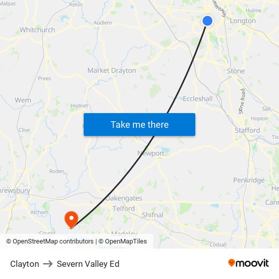Clayton to Severn Valley Ed map