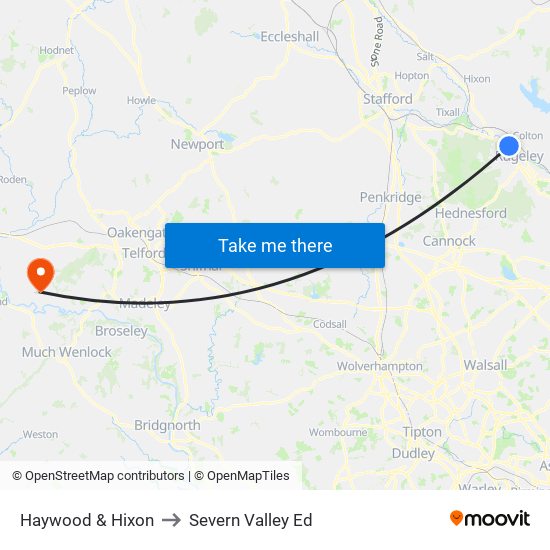 Haywood & Hixon to Severn Valley Ed map