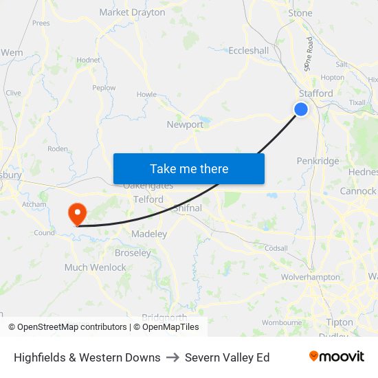 Highfields & Western Downs to Severn Valley Ed map