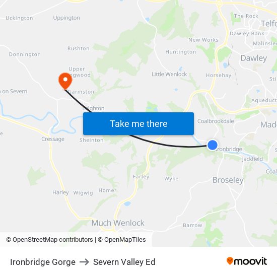 Ironbridge Gorge to Severn Valley Ed map