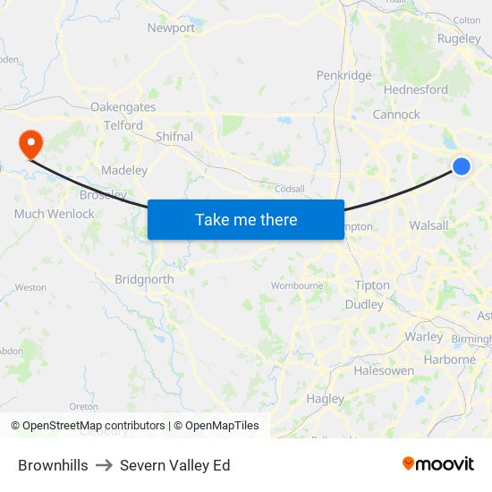 Brownhills to Severn Valley Ed map