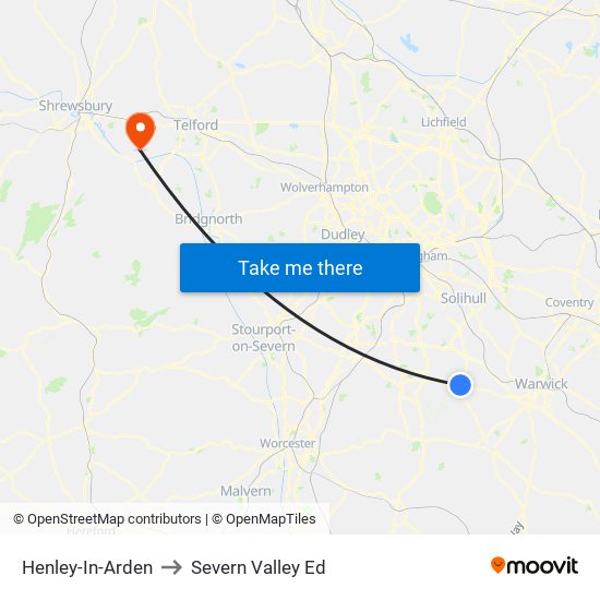 Henley-In-Arden to Severn Valley Ed map