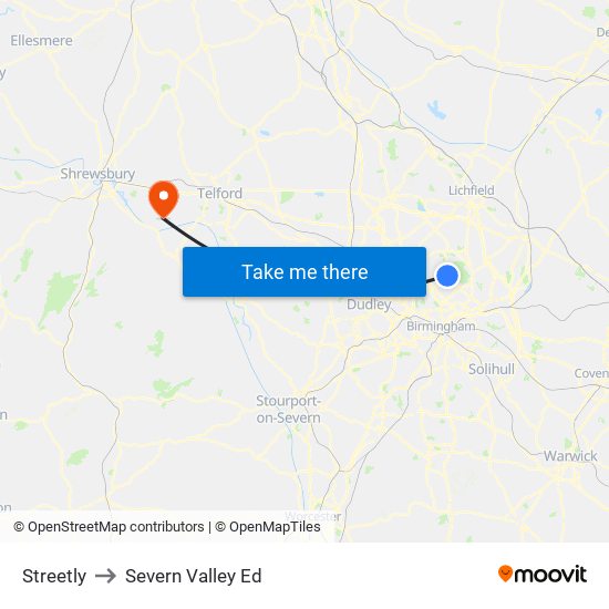Streetly to Severn Valley Ed map