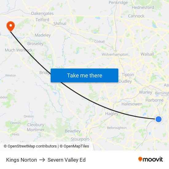 Kings Norton to Severn Valley Ed map