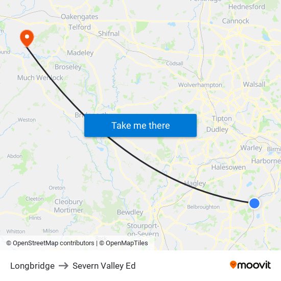 Longbridge to Severn Valley Ed map