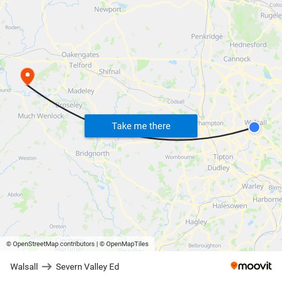 Walsall to Severn Valley Ed map