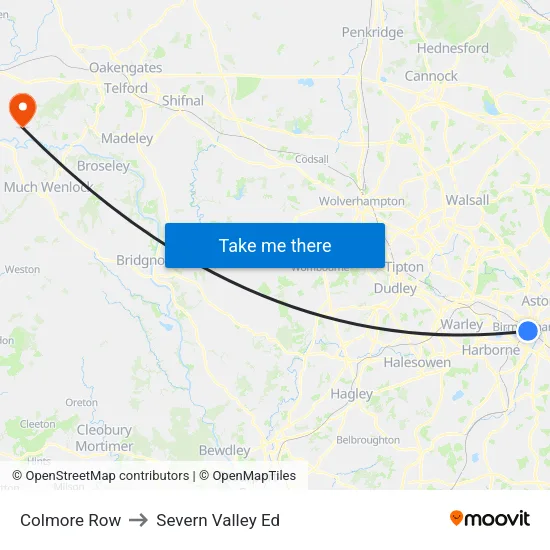 Colmore Row to Severn Valley Ed map