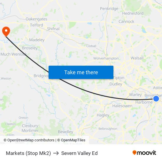 Markets (Stop Mk2) to Severn Valley Ed map