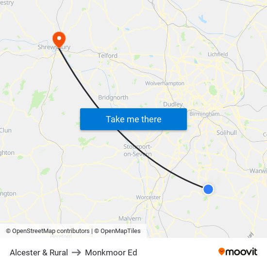 Alcester & Rural to Monkmoor Ed map