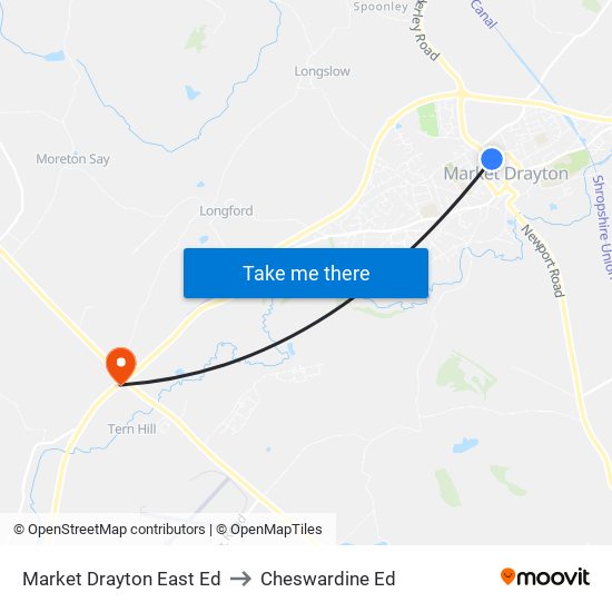 Market Drayton East Ed to Cheswardine Ed map