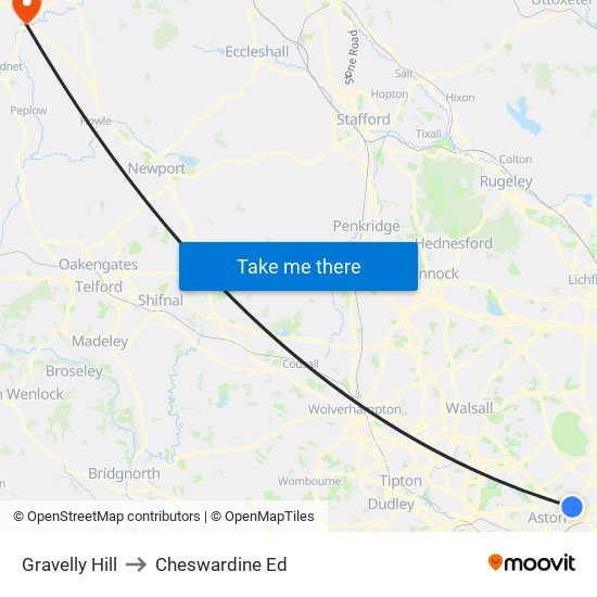 Gravelly Hill to Cheswardine Ed map