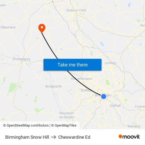 Birmingham Snow Hill to Cheswardine Ed map