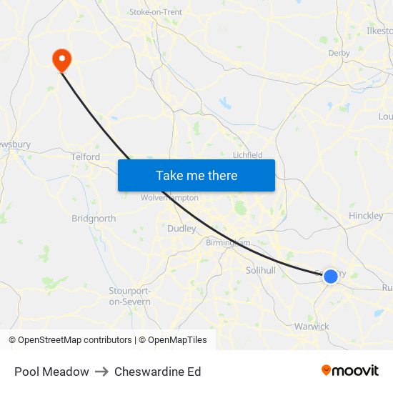 Pool Meadow to Cheswardine Ed map