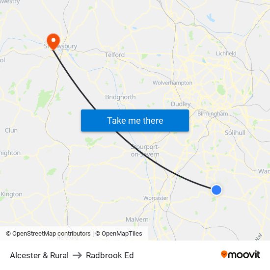 Alcester & Rural to Radbrook Ed map