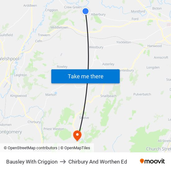 Bausley With Criggion to Chirbury And Worthen Ed map