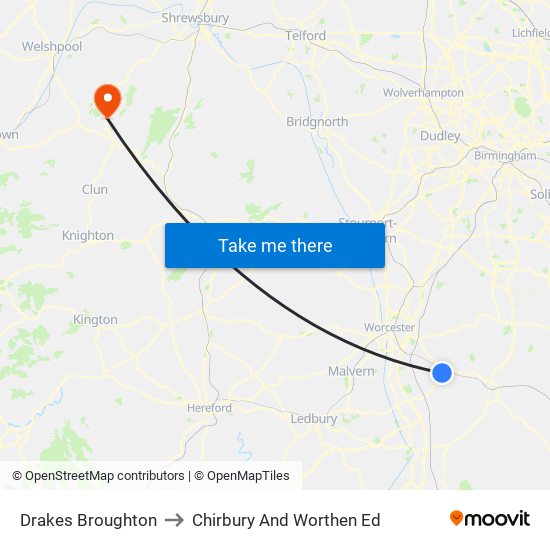 Drakes Broughton to Chirbury And Worthen Ed map