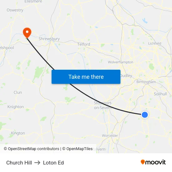 Church Hill to Loton Ed map