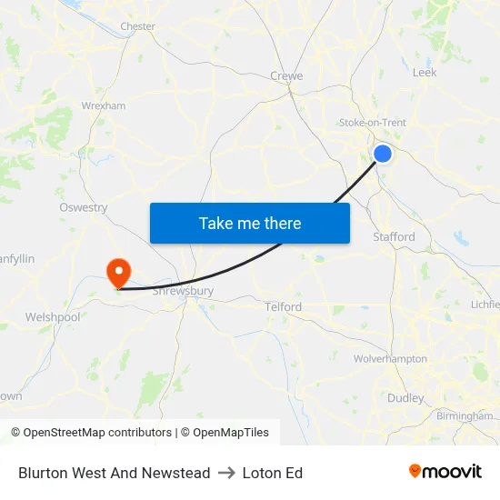 Blurton West And Newstead to Loton Ed map