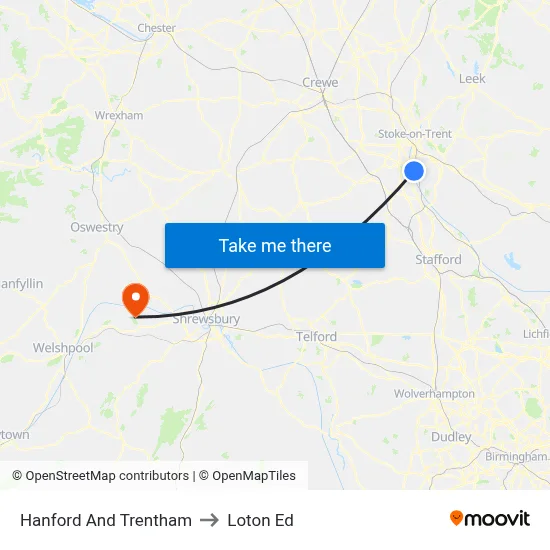 Hanford And Trentham to Loton Ed map