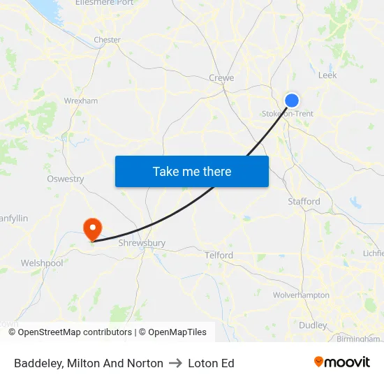 Baddeley, Milton And Norton to Loton Ed map