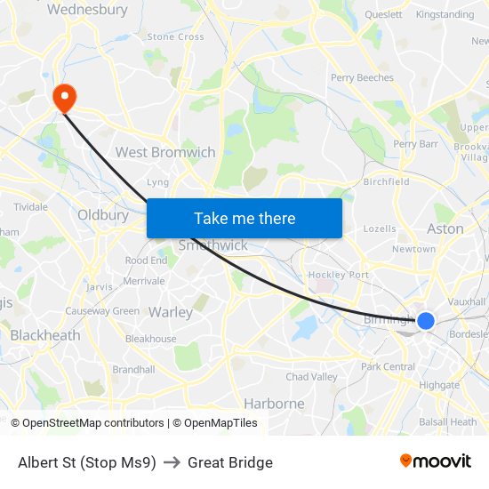 Albert St (Stop Ms9) to Great Bridge map