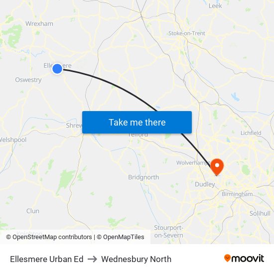 Ellesmere Urban Ed to Wednesbury North map