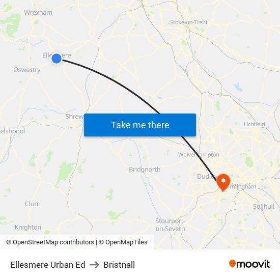 Ellesmere Urban Ed to Bristnall map