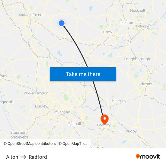 Alton to Radford map