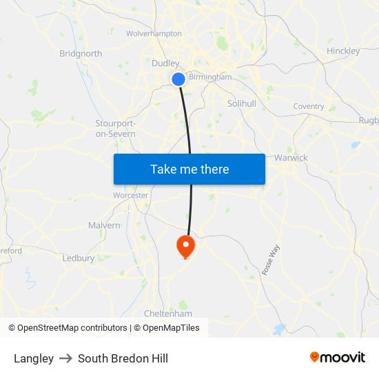 Langley to South Bredon Hill map