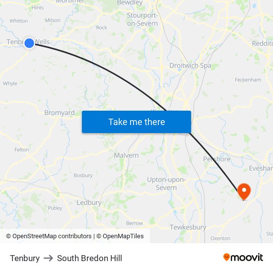 Tenbury to South Bredon Hill map