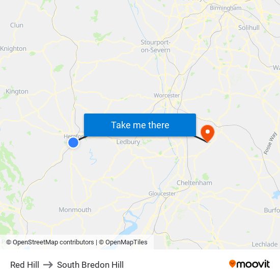 Red Hill to South Bredon Hill map