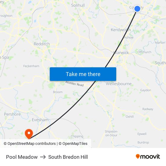 Pool Meadow to South Bredon Hill map