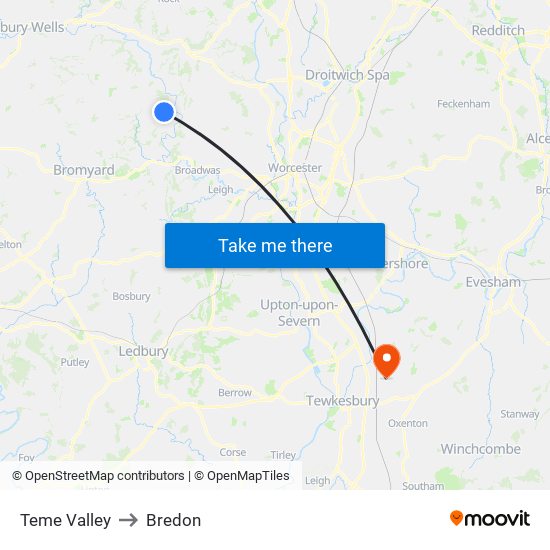 Teme Valley to Bredon map