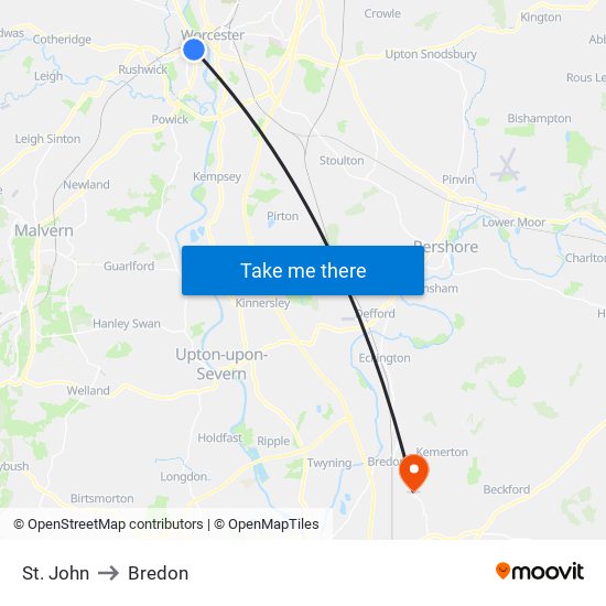 St. John to Bredon map