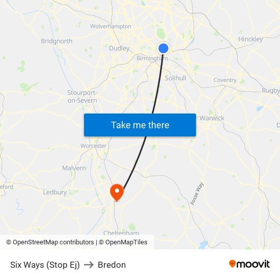 Six Ways (Stop Ej) to Bredon map