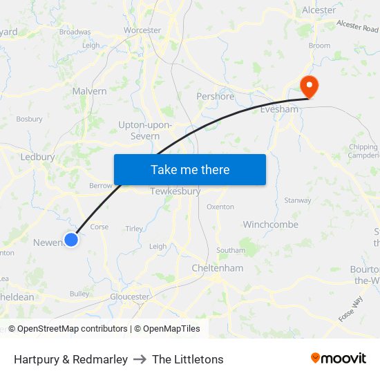 Hartpury & Redmarley to The Littletons map