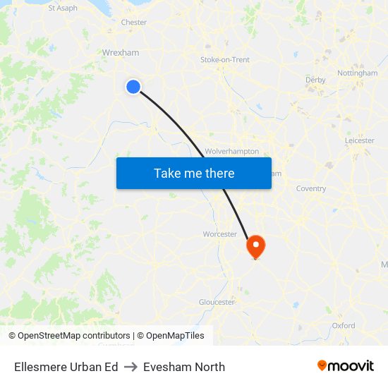 Ellesmere Urban Ed to Evesham North map