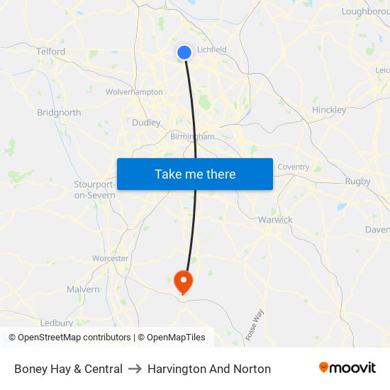 Boney Hay & Central to Harvington And Norton map