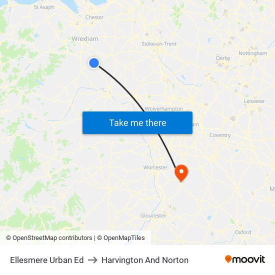Ellesmere Urban Ed to Harvington And Norton map